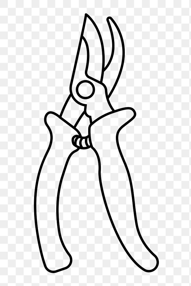 Pruning shears png line art, transparent background