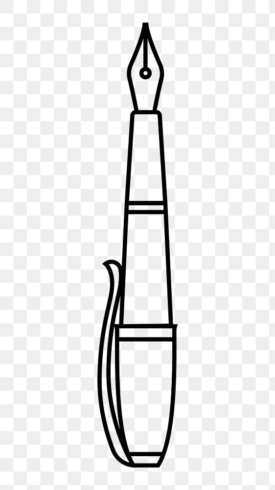 Fountain pen png line art, transparent background