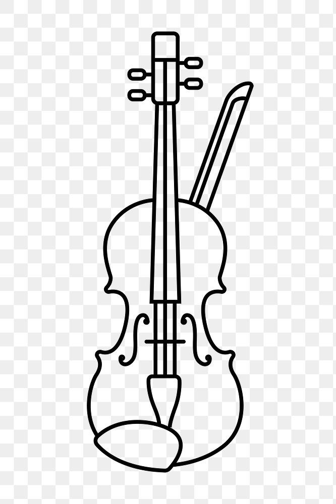 Violin png line art, transparent background