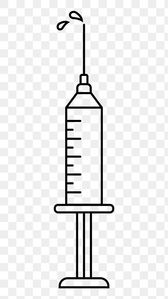 Syringe png line art, transparent background