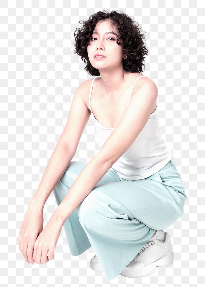 Asian woman png, transparent background