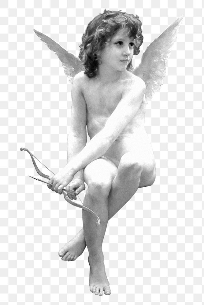 PNG Cupid statue, transparent background