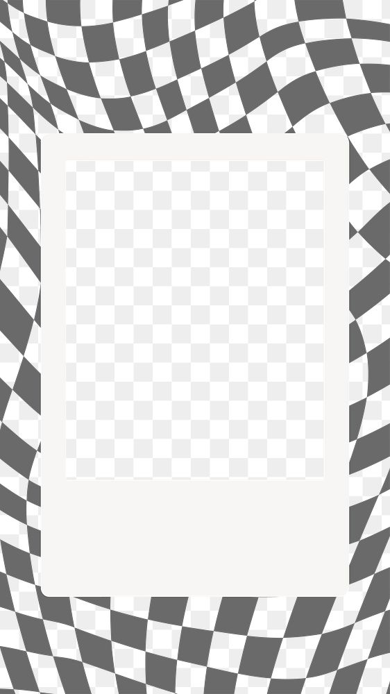 Instant film png frame, checkered pattern, transparent design