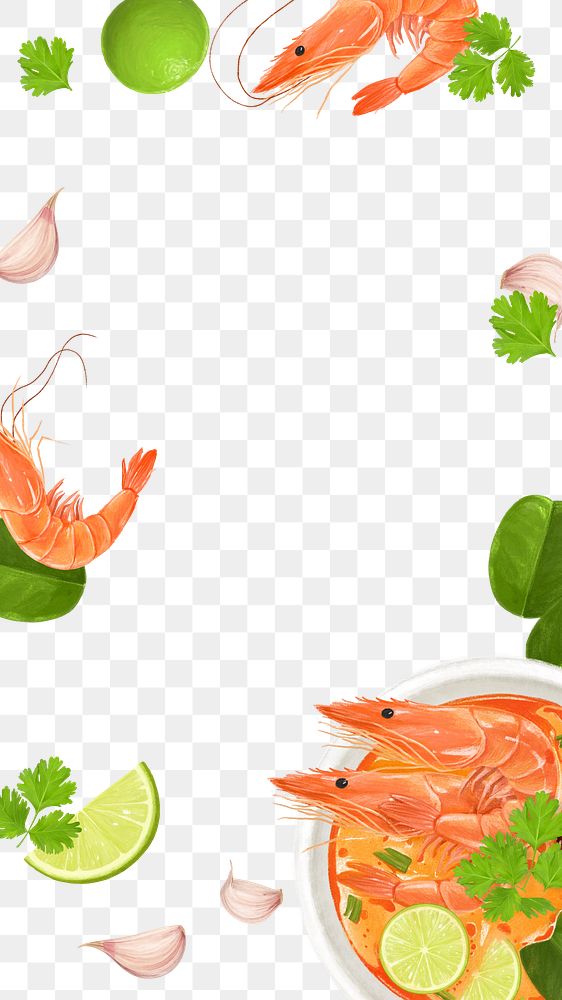 PNG Tom Yum soup frame, Thai food illustration, transparent background