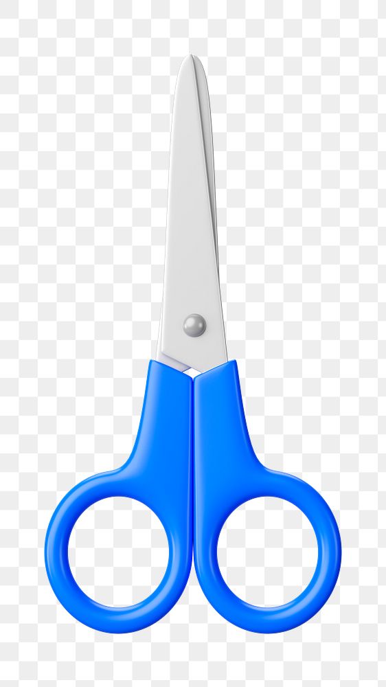 PNG 3D blue scissors, element illustration, transparent background