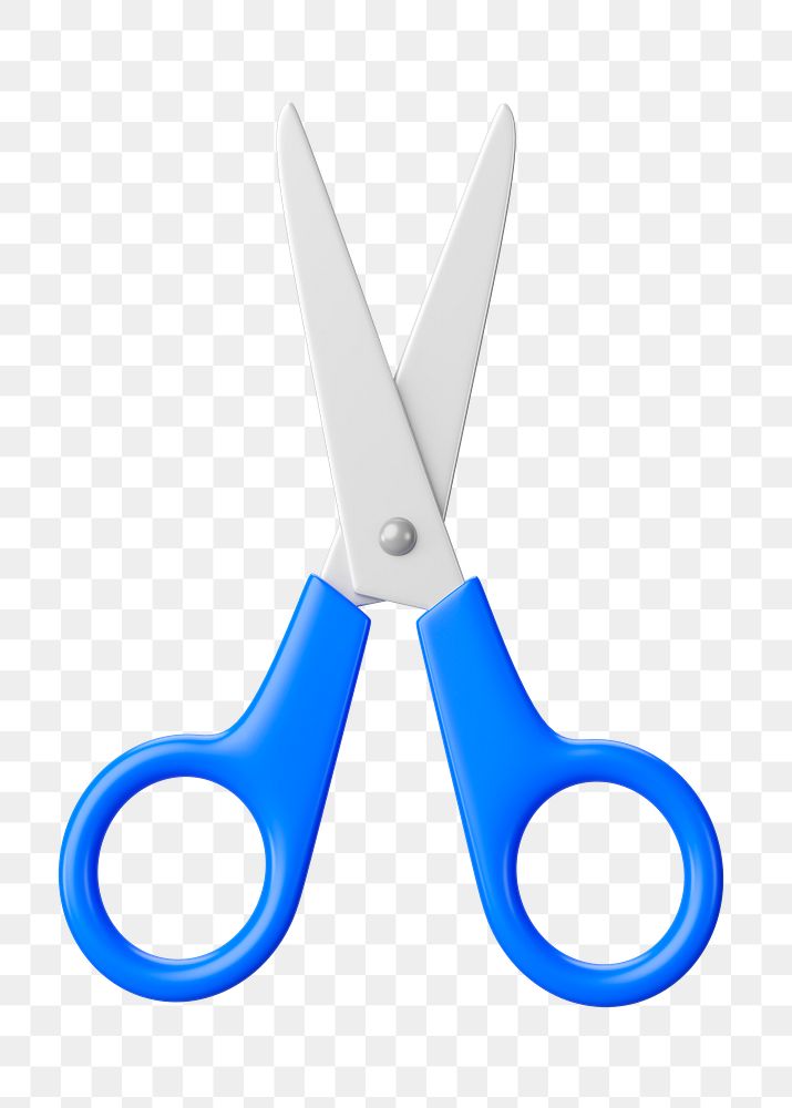 PNG 3D blue scissors, element illustration, transparent background