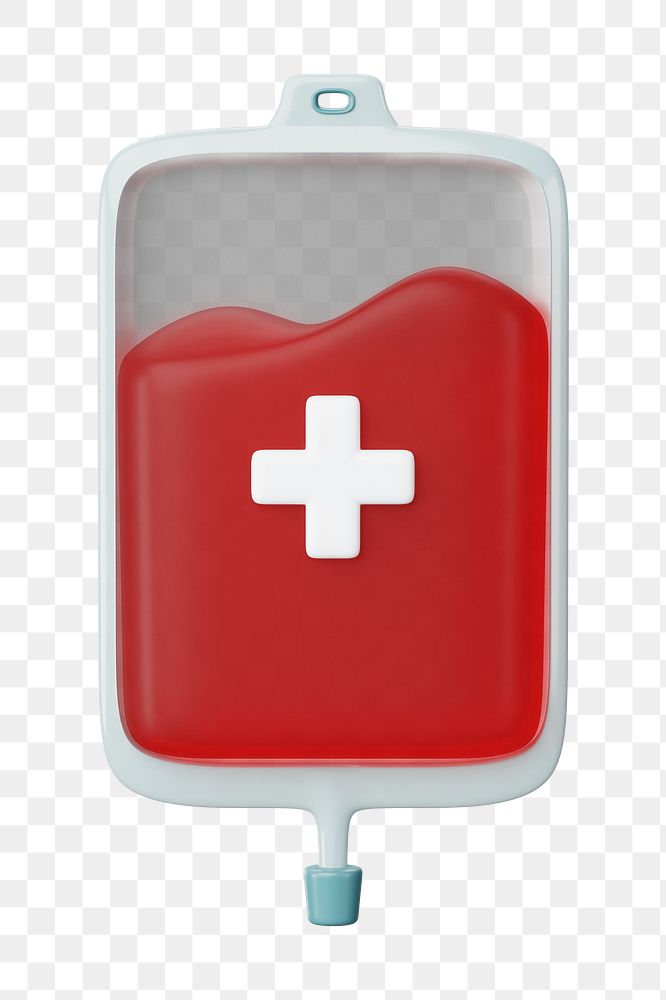 PNG 3D blood bag, element illustration, transparent background