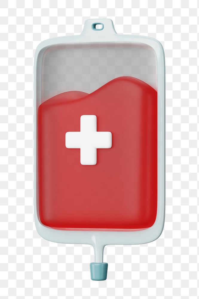 PNG 3D blood bag, element illustration, transparent background