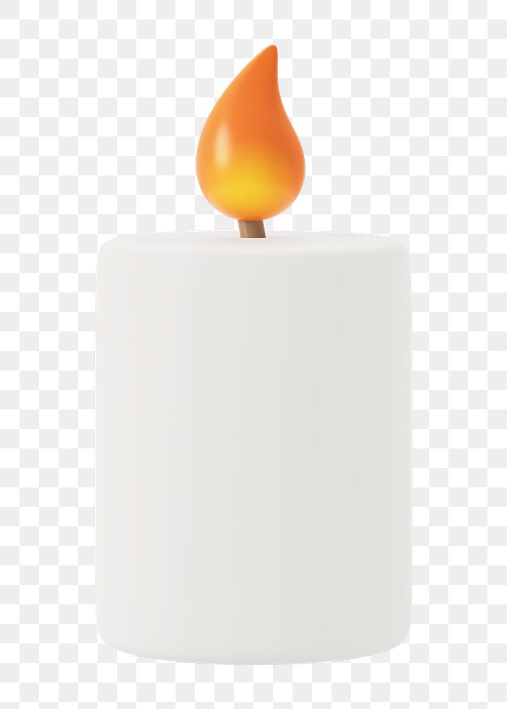 PNG 3D lit candle, element illustration, transparent background