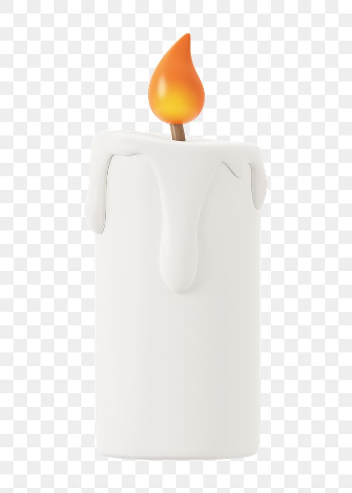 PNG 3D lit candle, element illustration, transparent background