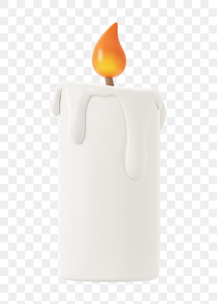 PNG 3D lit candle, element illustration, transparent background