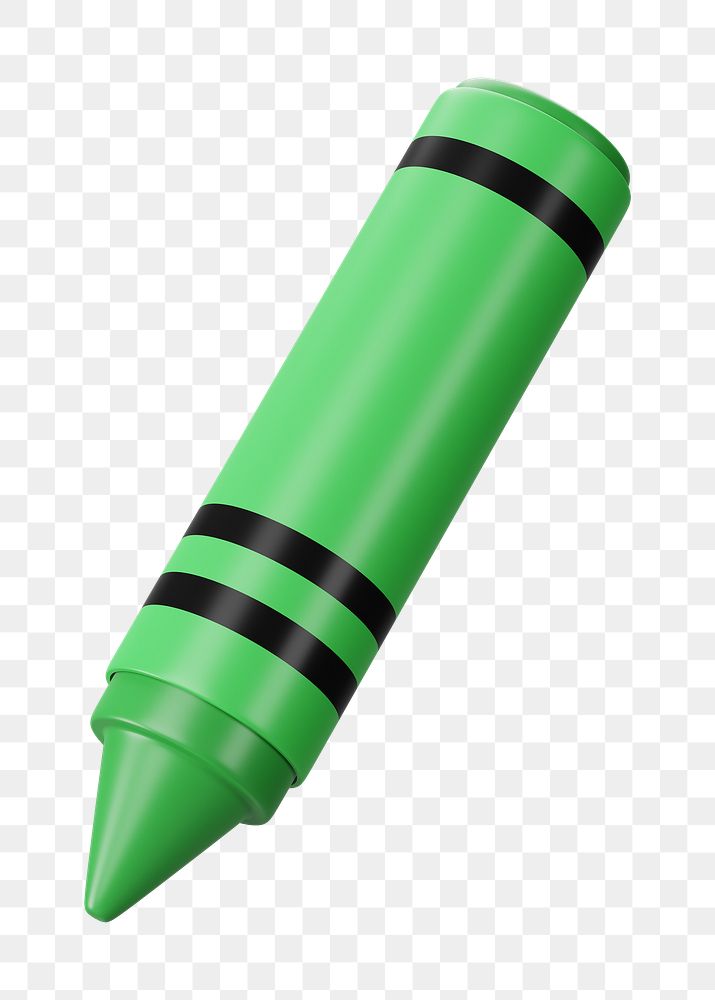 PNG 3D green crayon, element illustration, transparent background