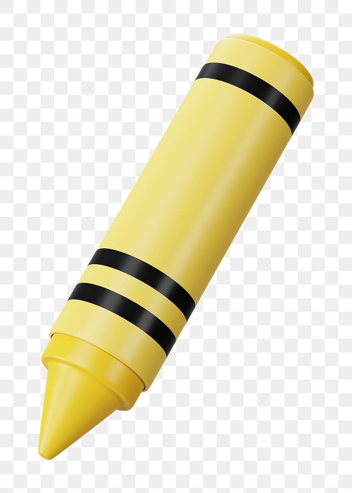 PNG 3D yellow crayon, element illustration, transparent background