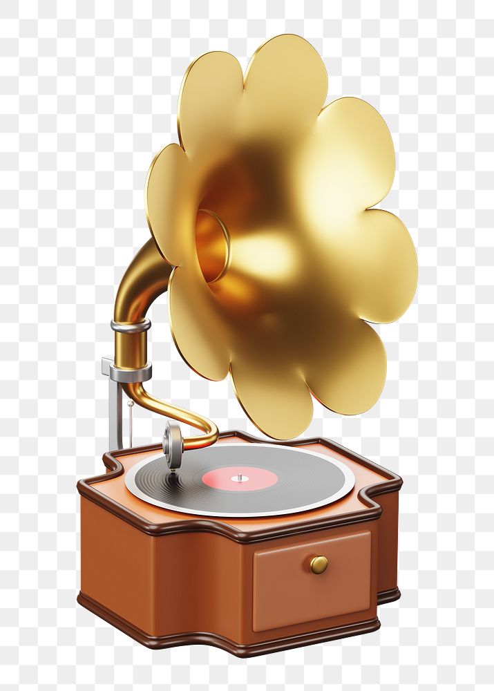 PNG 3D gramophone, element illustration, transparent background