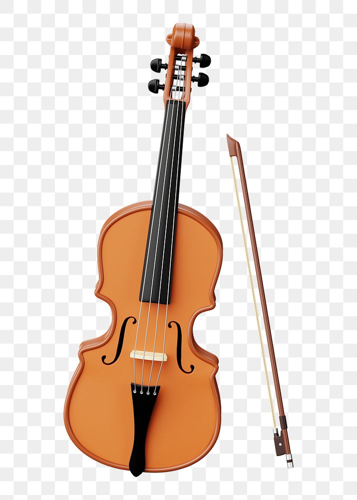 PNG 3D violin, element illustration, transparent background