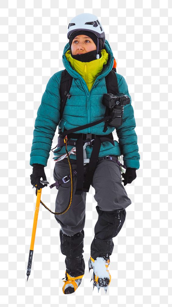 PNG Trekking in the snow, transparent background