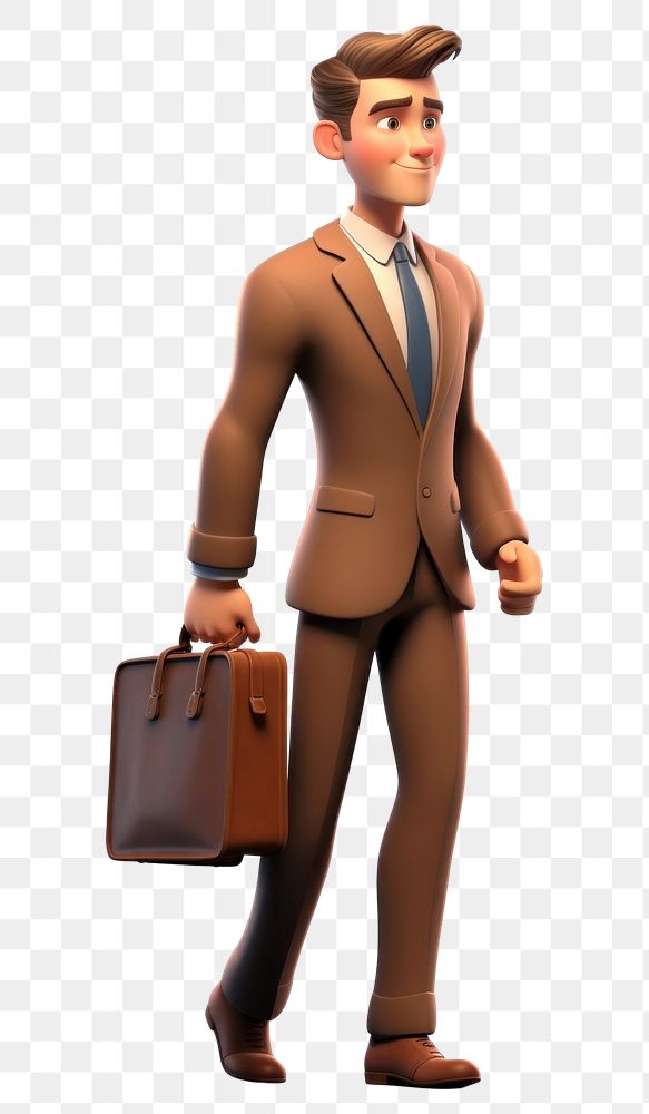 PNG Briefcase walking cartoon adult. AI generated Image by rawpixel.