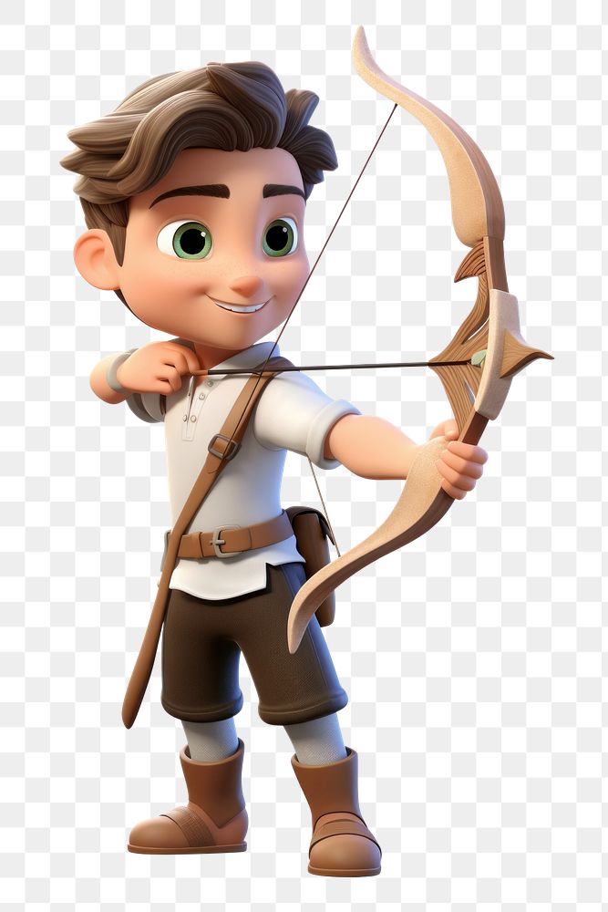PNG Archery cartoon cute white background. AI generated Image by rawpixel.
