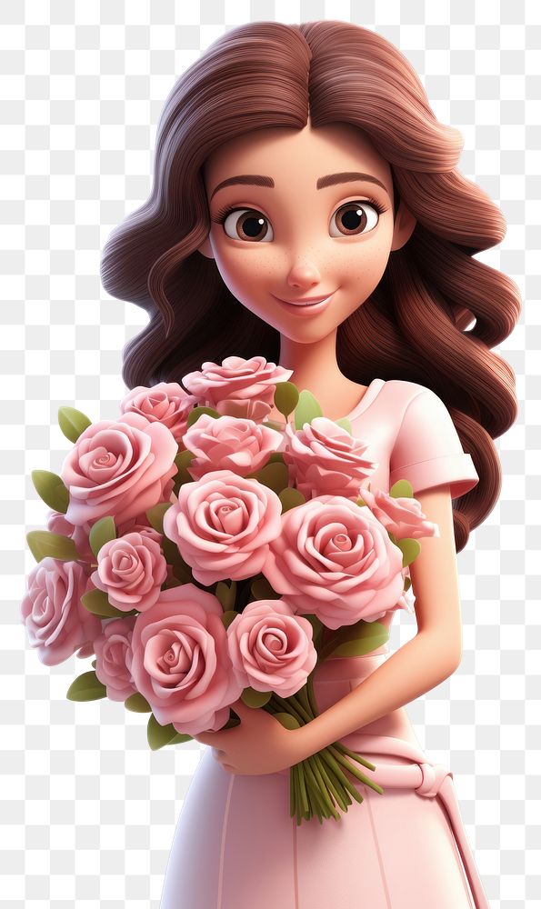 PNG Flower rose cartoon female. AI generated Image by rawpixel.