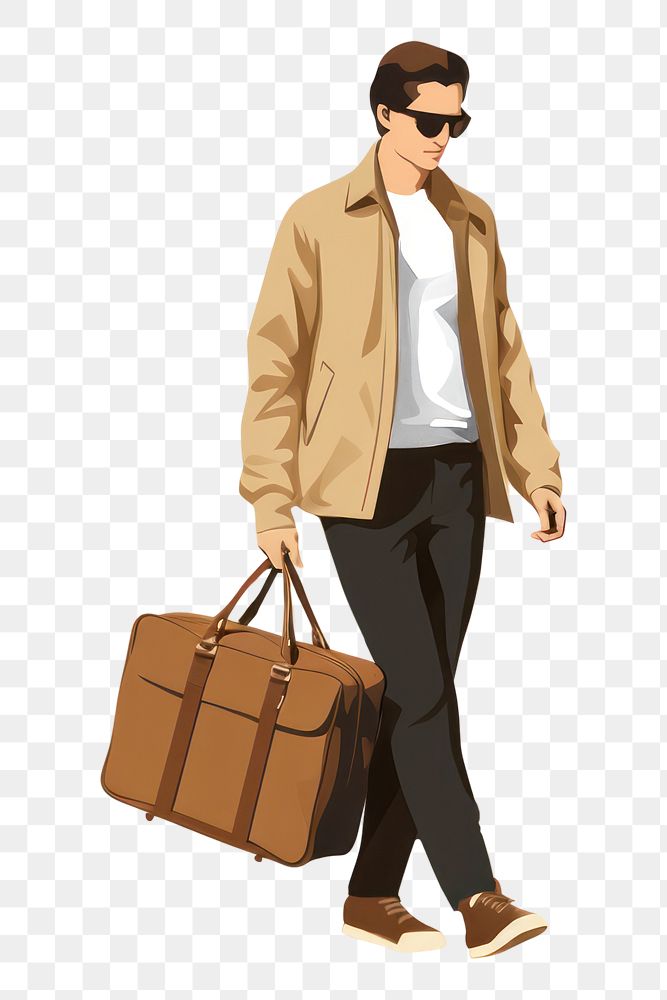 PNG Luggage handbag walking adult. AI generated Image by rawpixel.