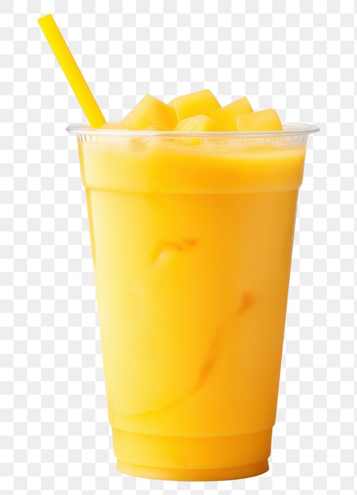 PNG Mango juice smoothie drink white background. 