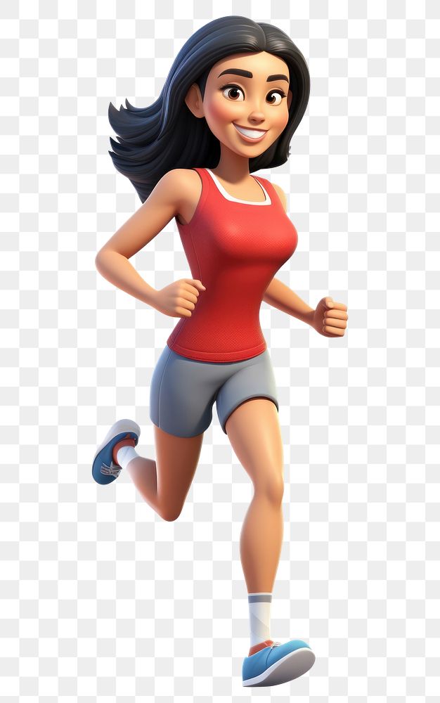 PNG Running cartoon shorts female. AI generated Image by rawpixel.