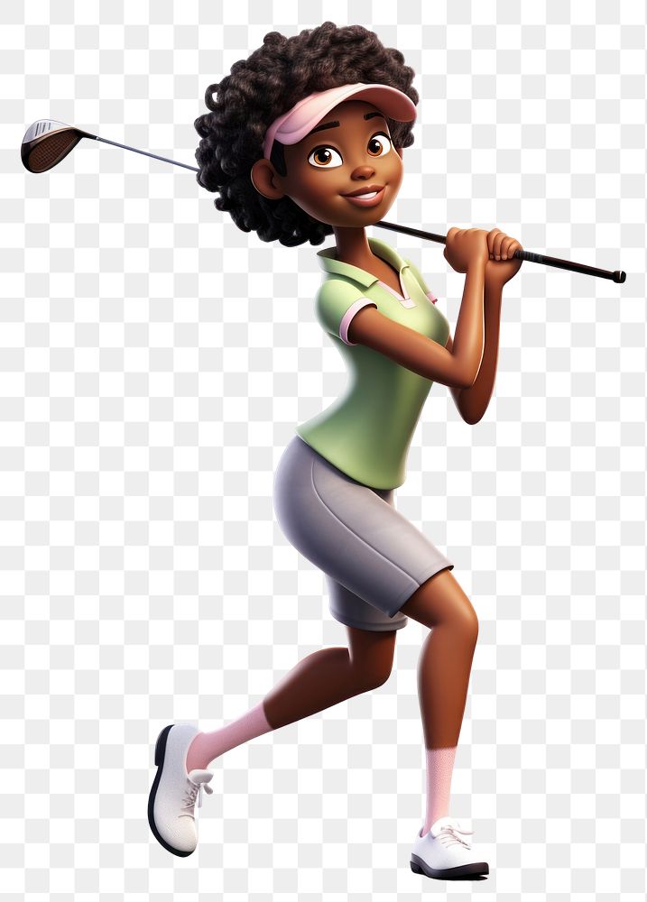 PNG Cartoon golfer female adult. 