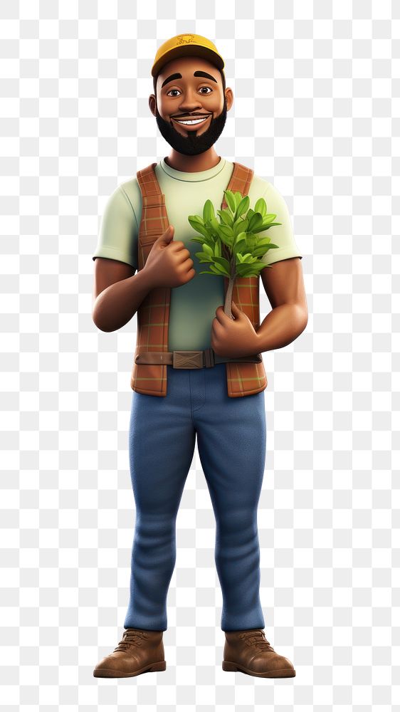 PNG Plant gardening standing smiling. AI generated Image by rawpixel.
