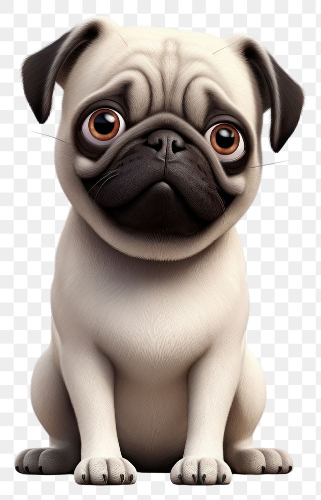 PNG Pug dog cartoon animal. 