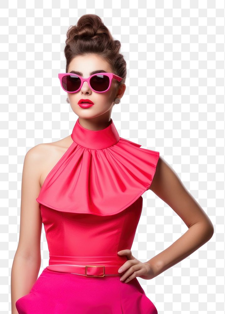 PNG Fashion sunglasses portrait dress. 