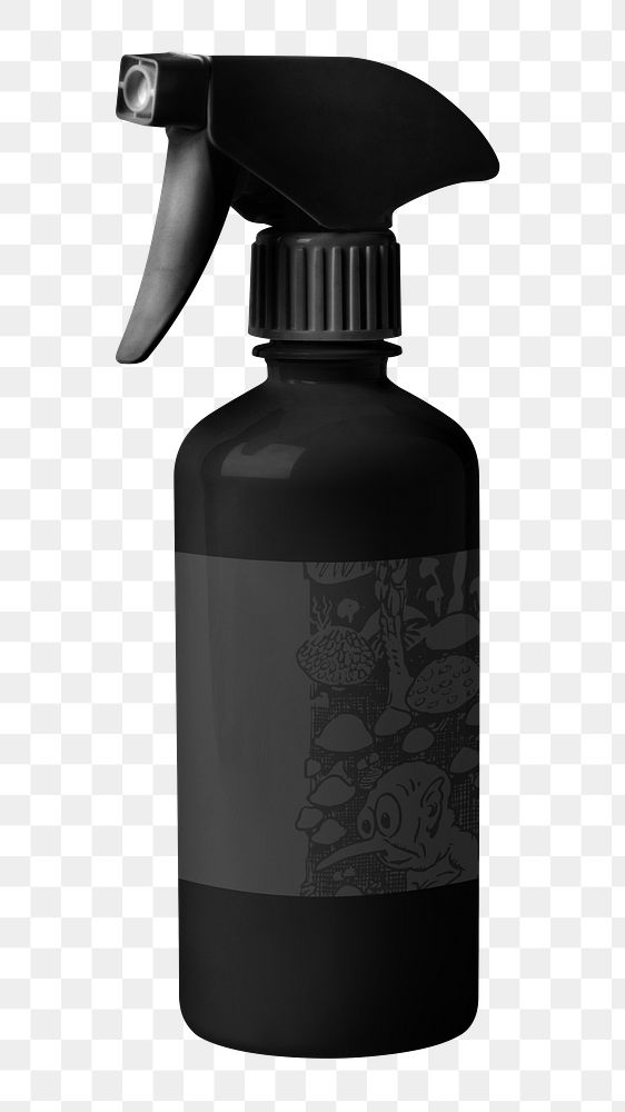 Black spray bottle png, transparent background