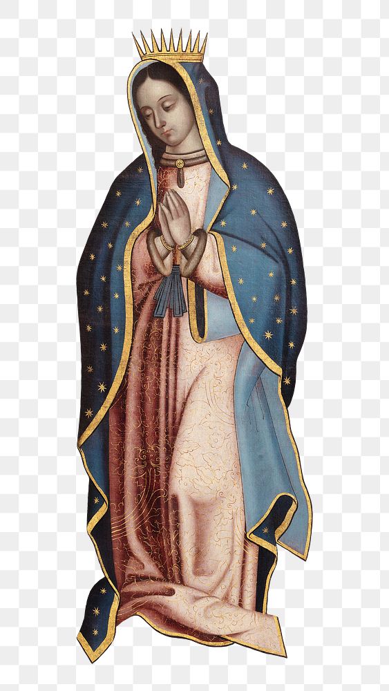 PNG Virgin of Guadalupe, vintage illustration by Antonio de Torres, transparent background. Remixed by rawpixel.