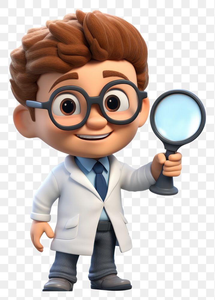 PNG Magnifying scientist cute transparent background. 