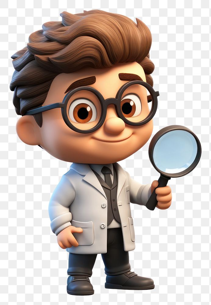 PNG Magnifying scientist portrait cute. AI generated Image by rawpixel.
