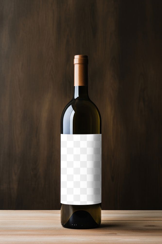 Wine bottle label png mockup, transparent design