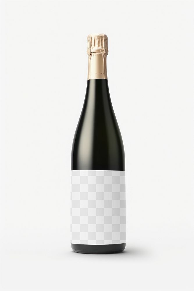 Champagne bottle, png transparent mockup
