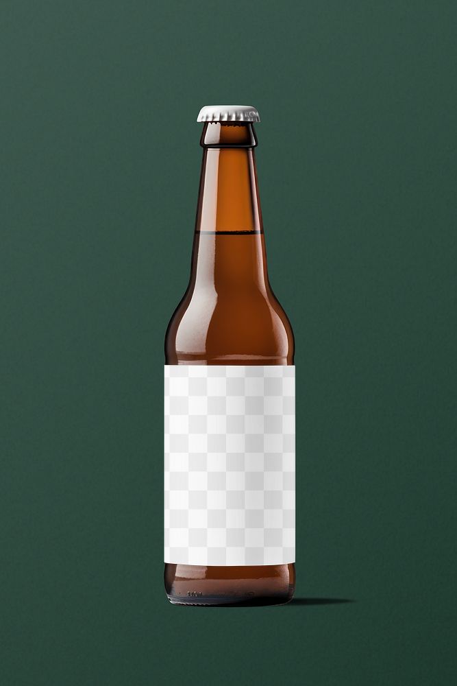 Beer bottle label png mockup, transparent design