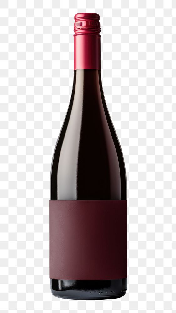 Red wine bottle png, transparent background