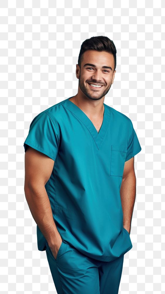 PNG Adult nurse male turquoise. AI generated Image by rawpixel.