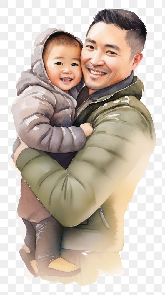 PNG Portrait hugging father togetherness. AI generated Image by rawpixel.