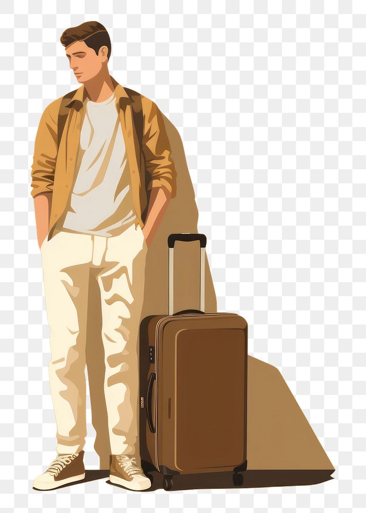 PNG Suitcase luggage adult disembarking. AI generated Image by rawpixel.