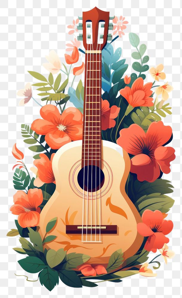 PNG Guitar flower plant performance. AI generated Image by rawpixel.