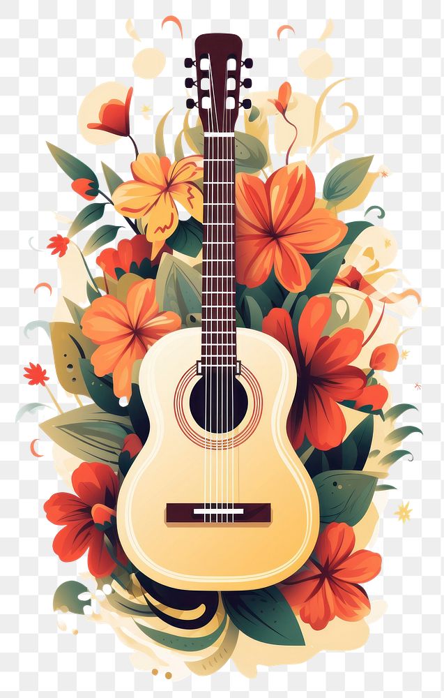 PNG Guitar pattern plant performance. AI generated Image by rawpixel.