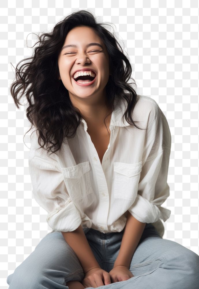 PNG Laughing blouse adult relaxation. AI generated Image by rawpixel.