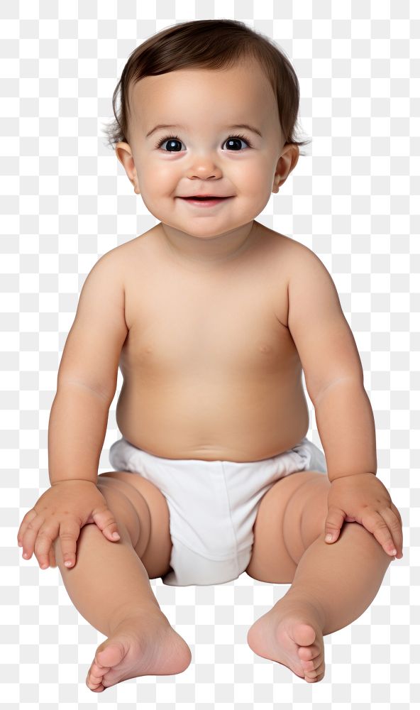 PNG Portrait sitting baby undergarment. AI generated Image by rawpixel.
