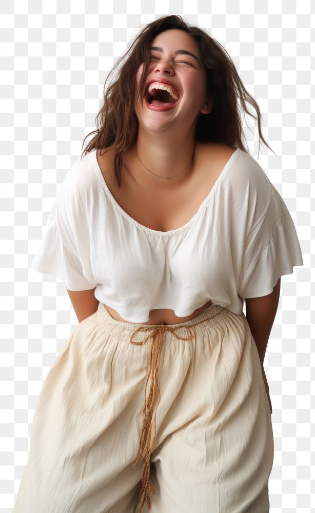PNG Laughing blouse accessories relaxation. AI generated Image by rawpixel.
