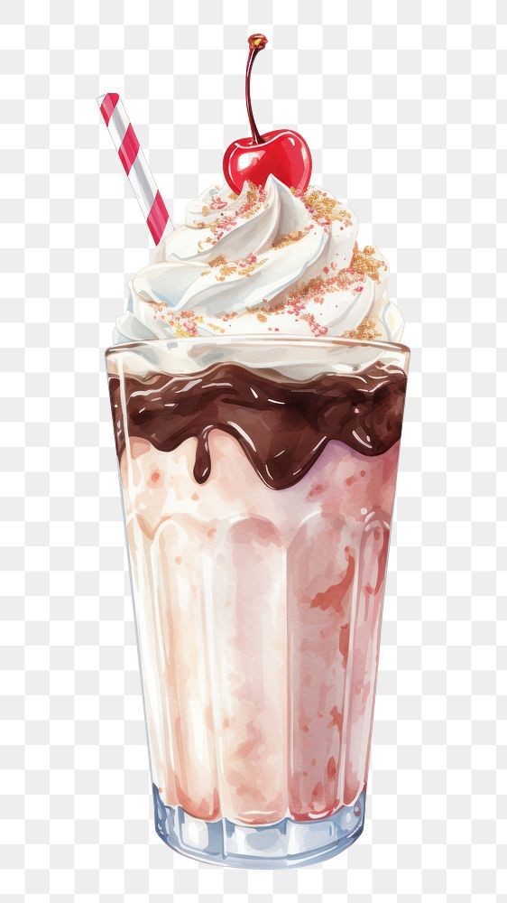 PNG Milk milkshake dessert sundae. AI generated Image by rawpixel.