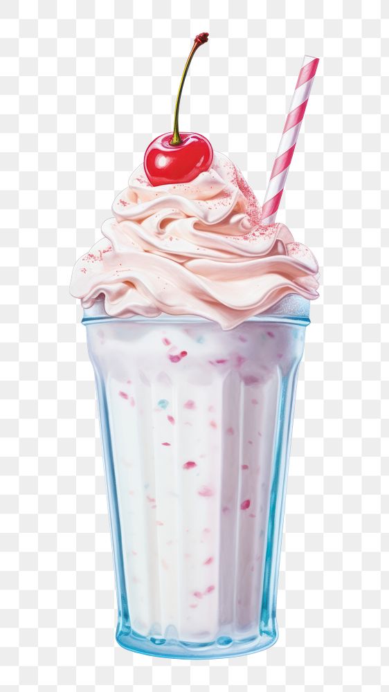 PNG Milkshake smoothie dessert cream, digital paint illustration. AI generated image