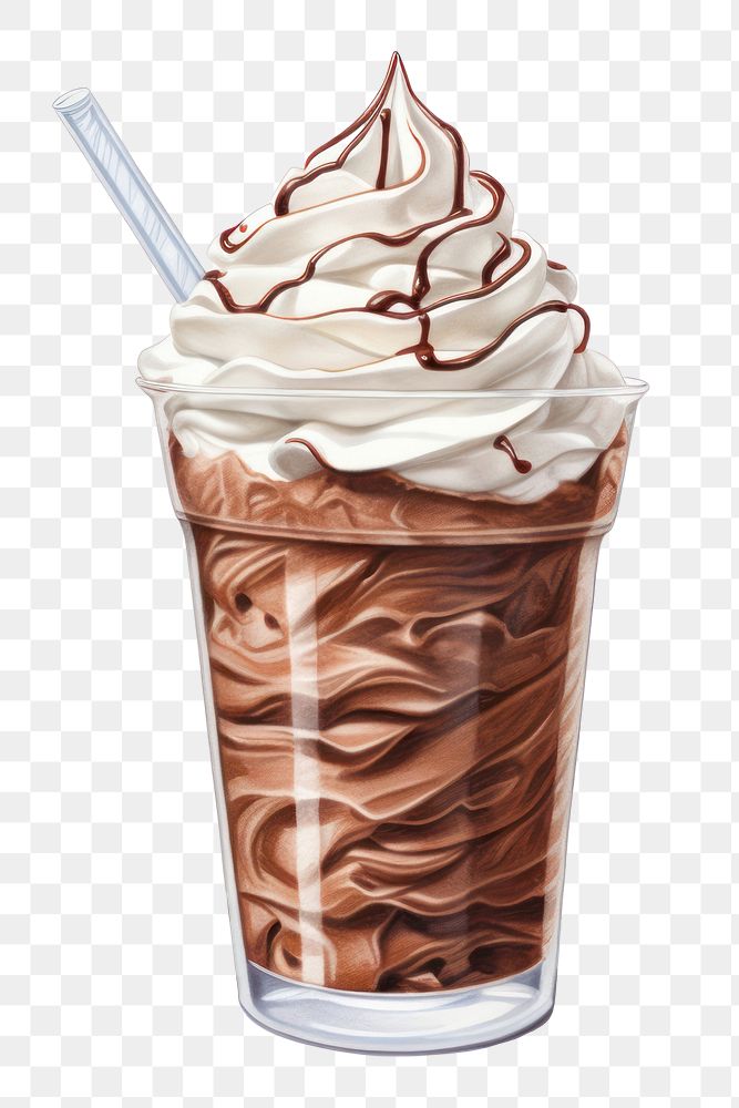 PNG Cream chocolate smoothie dessert, digital paint illustration. AI generated image