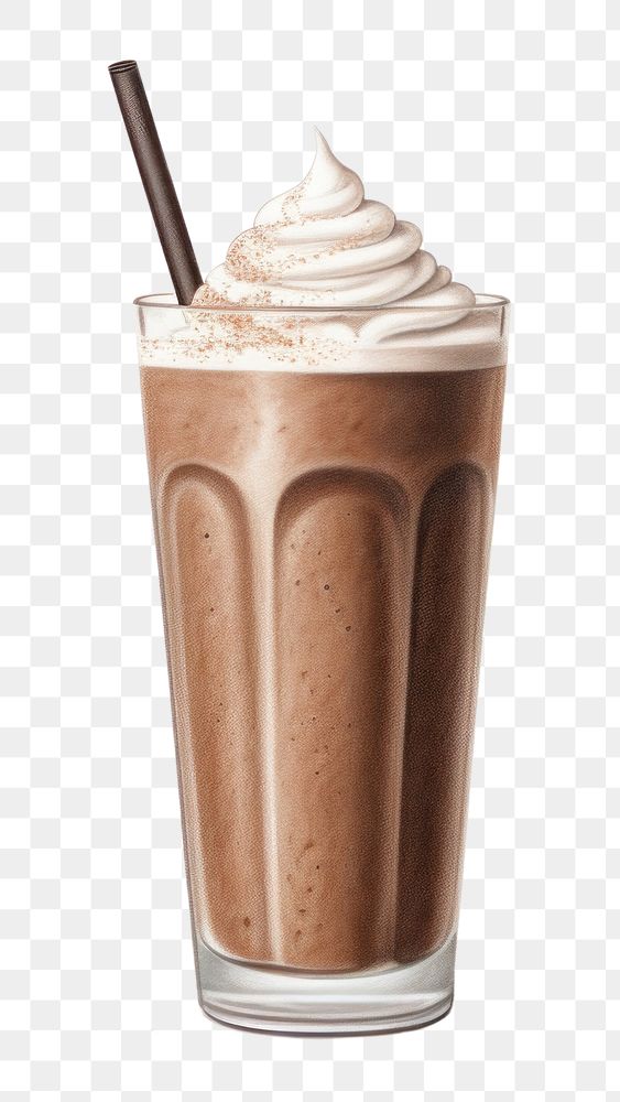 PNG Smoothie milkshake chocolate dessert, digital paint illustration.